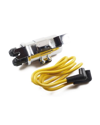 Round custom ignition coil kit, 6V. Chrome Points style ignition in custom applications