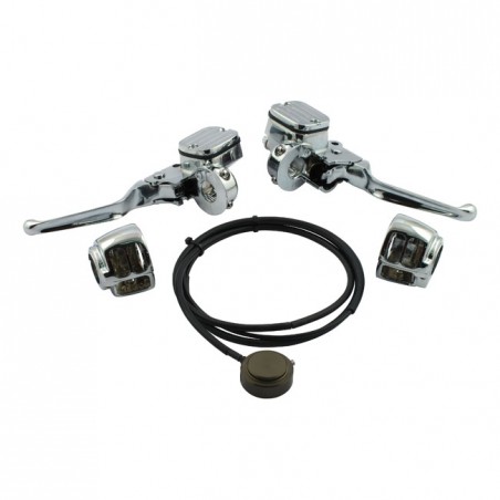 CHROME HANDLEBAR CONTROL CONVERSION KIT 96-06 Softail 96-05 Dyna(NU). (Single disc models only)