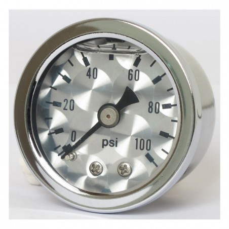 marshall - Jauge de pression d'huile - 100 PSI - Chrome & fond Engine-Turned - MARSHALL