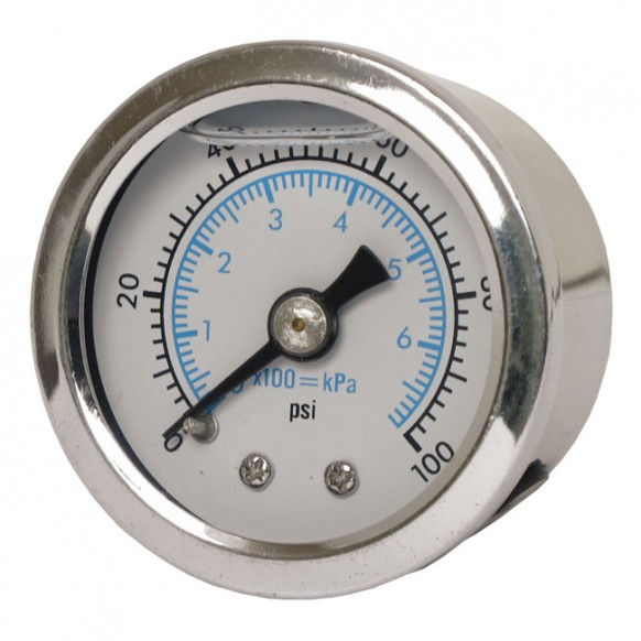 marshall - Jauge de pression d'huile - 100 PSI - Chrome & fond Dual Scale - MARSHALL