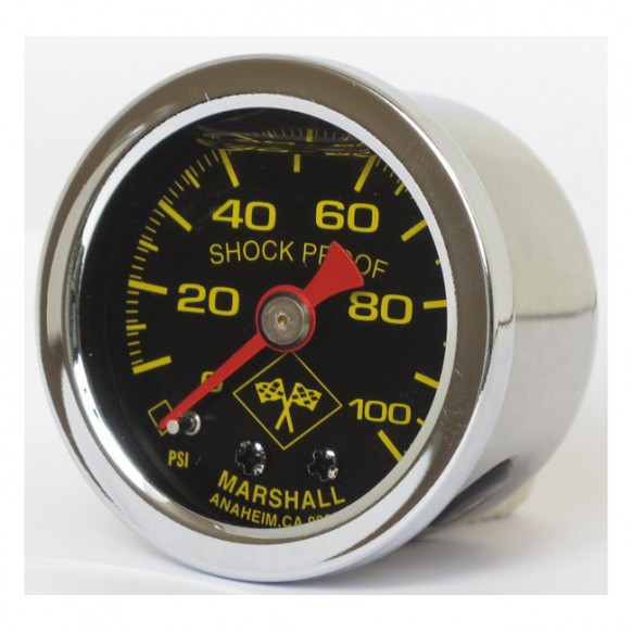 marshall - Jauge de pression d'huile - 100 PSI - Chrome & fond Midnight - MARSHALL