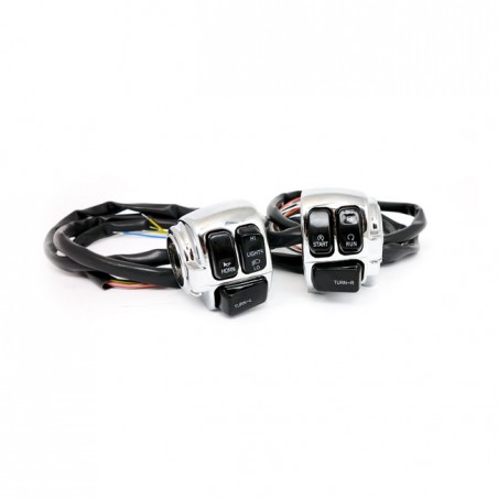 mcs - Cocotte de guidon - Harley-Davidson Big Twin & Sportster XL de 1996 à 2007 - Chrome & interrupteurs noir - MCS