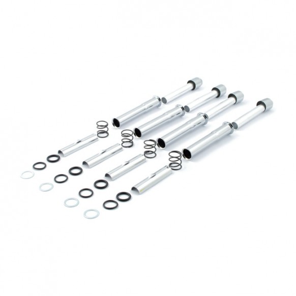 mcs - Kit complet de cache-tiges de culbuteurs - Harley-Davidson Big Twin de 1966 à 1979 - Chrome - MCS