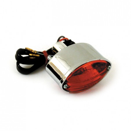 mcs - Feu arrière Mini Cateye - 68 x 41 mm - Homologué ECE - Chrome & Lentille rouge - MCS