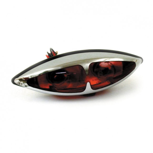 mcs - Feu arrière Los Angeles - 164 x 49 mm - Homologué ECE - Chrome & Lentille rouge - MCS