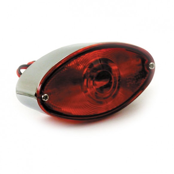 mcs - Feu arrière Cateye - Homologué ECE - Chrome & Lentille rouge - MCS