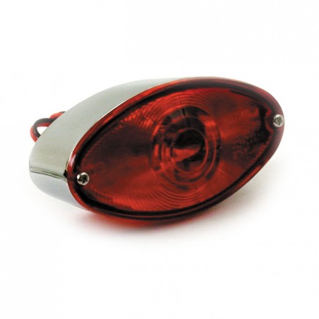 mcs - Feu arrière Cateye - Homologué ECE - Chrome & Lentille rouge - MCS