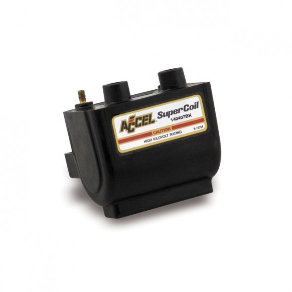 Accel, HEI Super coil black, 12V / 2.3 ohm 65-99 B.T. 65-03 XL. For electronic ignition (excl. Twin Cam & other single fire mod