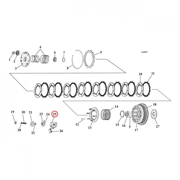 mcs - Rampe interne d'embrayage - Harley-Davidson Sportster XL de 1971 à 1984 - MCS