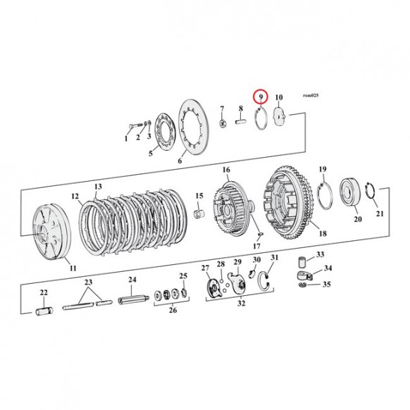 mcs - Circlips de plateau de pression d'embrayage - Harley-Davidson Big Twin de 1984 à 1989 - MCS