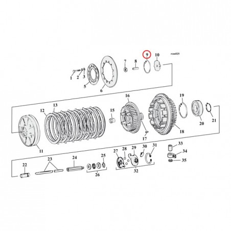mcs - Circlips de plateau de pression d'embrayage - Harley-Davidson Big Twin de 1984 à 1989 - MCS