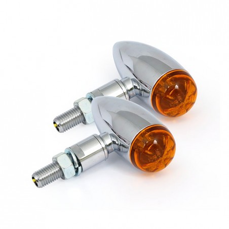 mcs - Clignotants à LED Micro Bullet - Homologué ECE - Chrome & Lentille ambrée - MCS