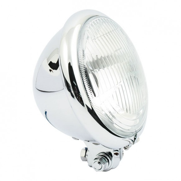 mcs - Phare Bates - 5.75" de diamètre - H4 - 12V 60/50W - Montage inférieur - Chrome - MCS