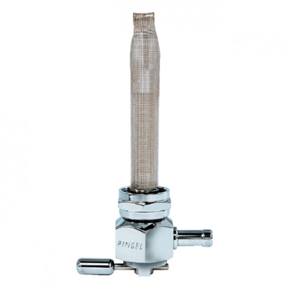 pingel - Robinet d'essence Power-Flow Smooth - Sortie basse - Harley-Davidson Big Twin & Sportster XL de 1975 à 2006 - Alu pol
