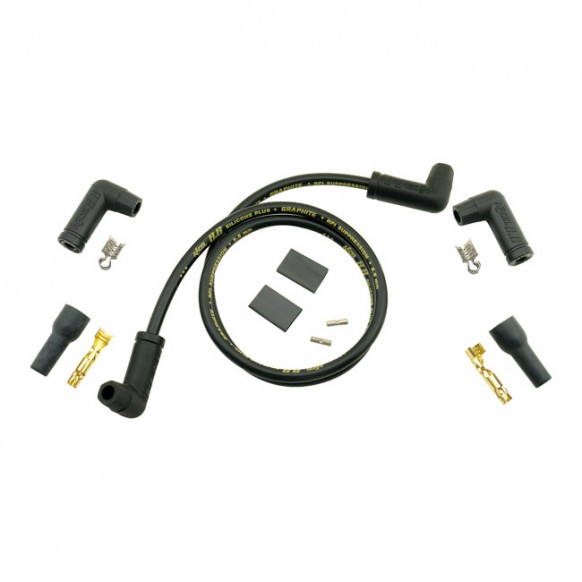 Accel, universal 8.8mm spark plug wire set. Black Pre-1999 style coil
