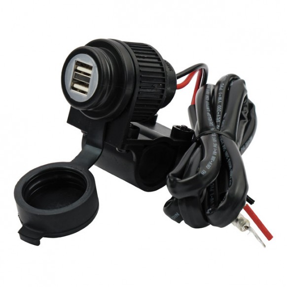 mcs - Double port USB - 5V 2A - Pour guidon de 22 à 25 mm de diamètre - MCS