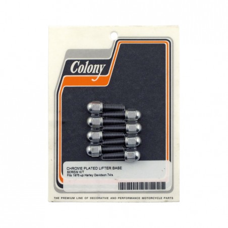 colony - Kit de montage d'embase de poussoirs - Harley-Davidson Big Twin de 1976 à 1999 - Chrome - COLONY
