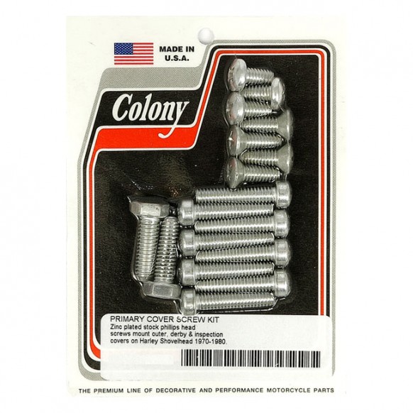 colony - Kit de montage de caches de carter primaire - Harley-Davidson Big Twin de 1970 à 1980 - Zinc - COLONY