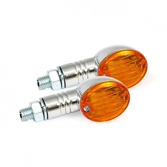 mcs - Clignotants Micro Flash - Tige de 20mm - Homologué ECE - Chrome & Lentille ambre - MCS