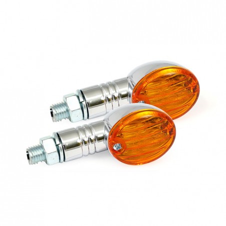 mcs - Clignotants Micro Flash - Tige de 20mm - Homologué ECE - Chrome & Lentille ambre - MCS