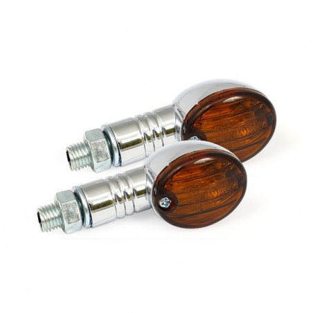 mcs - Clignotants Micro Flash - Tige de 20mm - Homologué ECE - Chrome & Lentille fumée - MCS