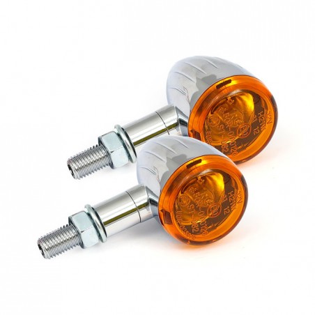 mcs - Clignotants Mini Bullet - Homologué ECE - Chrome rainuré - MCS