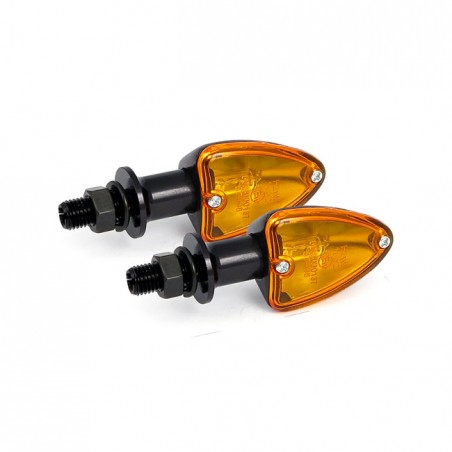 mcs - Clignotants Milano - 49 x 35 x 34 mm - Homologué ECE - Noir & Lentille ambre - MCS