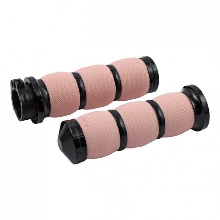 avon grips - Poignées Air Cushion - Harley-Davidson à partir de 2008 avec accélérateur électronique - Noir & Rose - AVON G