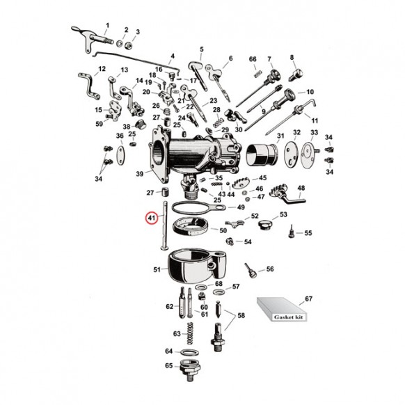 mcs - Axe de papillon de carburateur Linkert - Harley-Davidson OVH de 1940 à 1965 - MCS