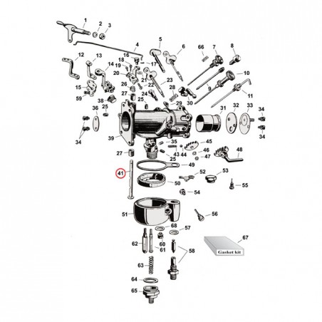 mcs - Axe de papillon de carburateur Linkert - Harley-Davidson OVH de 1940 à 1965 - MCS