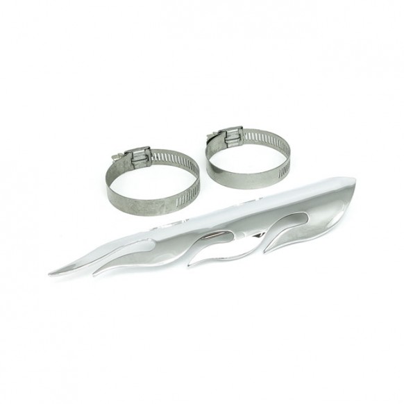 mcs - Pare-chaleur d'échappement Flamed - 8" de long - Universel - Chrome - MCS