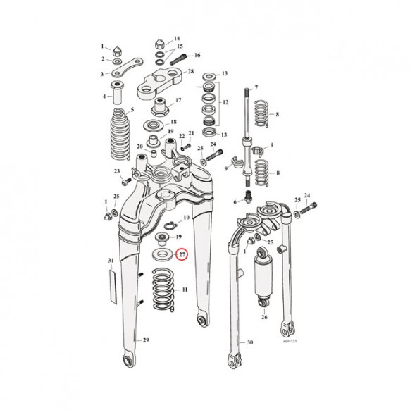 samwel - Cuvettes de ressorts de compression de fourche Springer - Harley-Davidson Softail FXSTS de 1988 à 2006 & FLSTS de 199