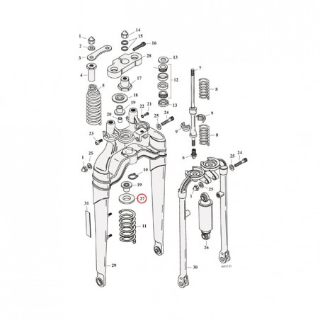 samwel - Cuvettes de ressorts de compression de fourche Springer - Harley-Davidson Softail FXSTS de 1988 à 2006 & FLSTS de 199