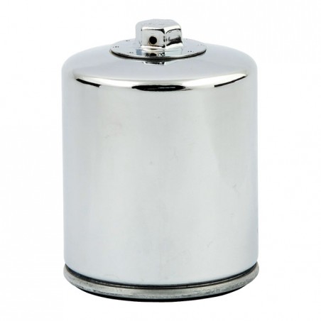 K&N, spin-on oil filter, with top nut. Chrome 1999 Softail 99-17 Twin Cam 17-21 M8