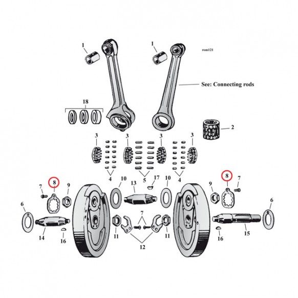 mcs - Platine d'arrêt de maneton - Harley-Davidson 45" SV de 1916 à 1973 - MCS