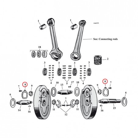 mcs - Platine d'arrêt de maneton - Harley-Davidson 45" SV de 1916 à 1973 - MCS