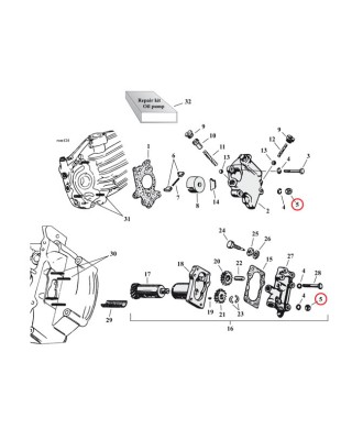mcs - Ecrous 6 pans - OEM 7691W - 1/4"-24 x 5/32" x 7/16" - Harley-Davidson 45" SV de 1937 à 1973 - MCS