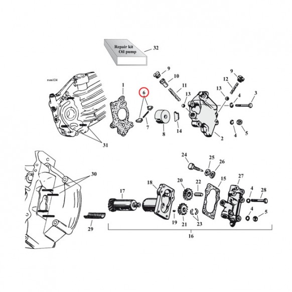 samwel - Vannes de pompe à huile - OEM 26284-37 - Harley-Davidson 45" SV de 1937 à 1973 - SAMWEL