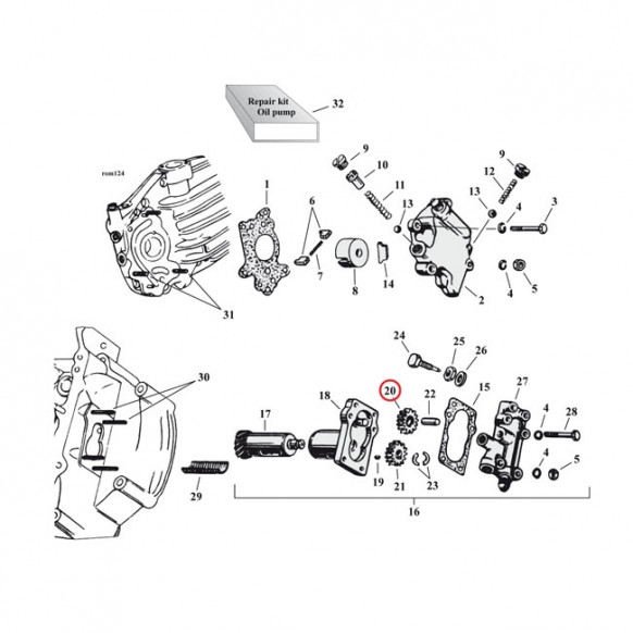 samwel - Pignon de pompe à huile - OEM 26326-37 - Harley-Davidson 45" SV de 1937 à 1973 - SAMWEL
