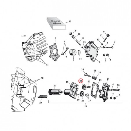 samwel - Pignon de pompe à huile - OEM 26326-37 - Harley-Davidson 45" SV de 1937 à 1973 - SAMWEL