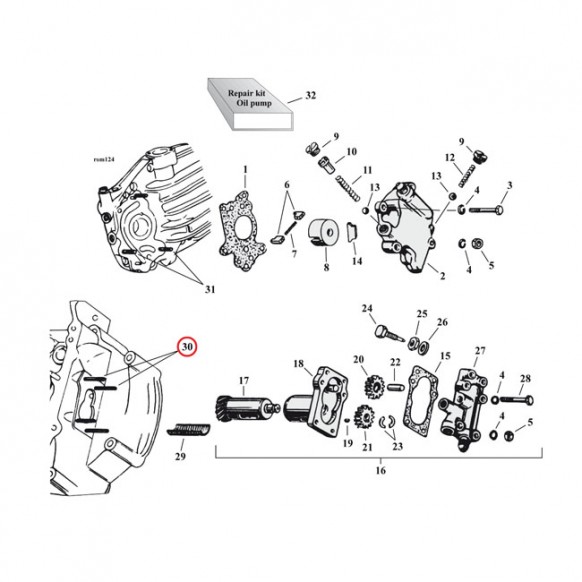 samwel - Goujons filetés de pompe à huile - OEM 24819-36 - Harley-Davidson 45" SV de 1937 à 1973 - SAMWEL