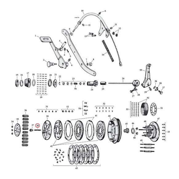 samwel - Vis de tige de pression d'embrayage - OEM 37358-41 - Harley-Davidson 45" SV de 1941 à 1973 - SAMWEL