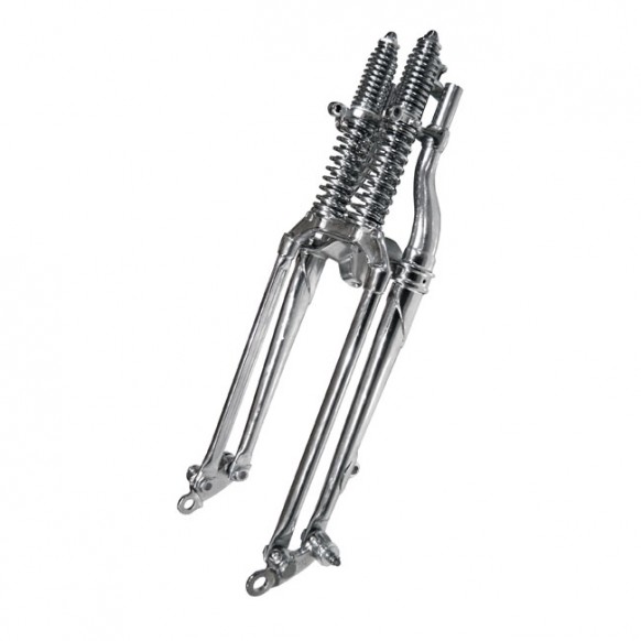 samwel - Fourche Springer - 19" de long - Taille OEM - Harley-Davidson UL, EL & FL de 1946 à 1948 - Noir & Chrome - SAMWEL