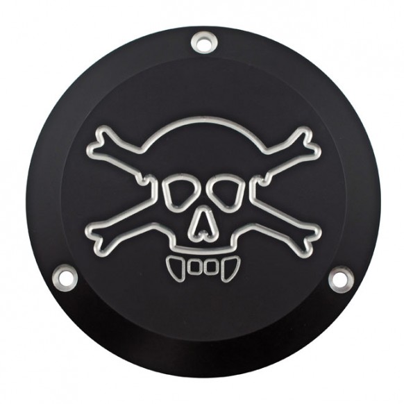 cpv - Cache embrayage Skull - Harley-Davidson Big Twin de 1970 à 1998 - Noir - CPV