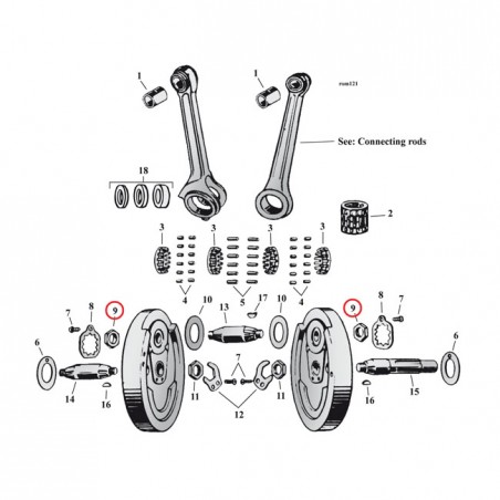 samwel - Écrous de maneton - Harley-Davidson 45" SV de 1937 à 1973 - SAMWEL