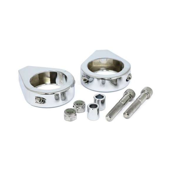 mcs - Colliers de fixation de clignotants - Pour fourche de 39 mm de diamètre - Chrome - MCS