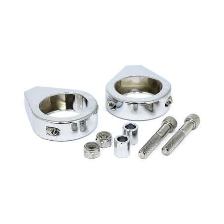 mcs - Colliers de fixation de clignotants - Pour fourche de 39 mm de diamètre - Chrome - MCS