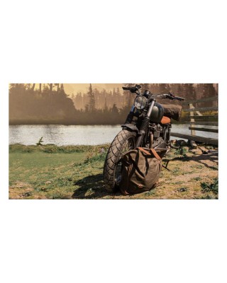 long ride - Sacoche latérale solo Old Chopper - 42 x 30 x 15 cm - Coton ciré - Kaki - LONGRIDE