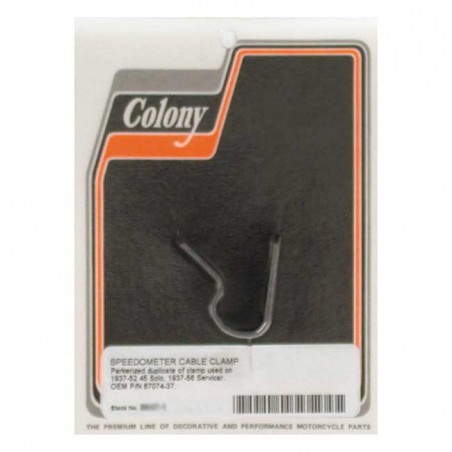 Colony, speedo cable clamp. Black parkerized 37-52 45" SV SOLO 37-56 45" SV SERVI-CAR(NU)