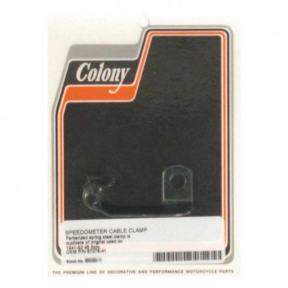 Colony, speedo cable clamp. Black parkerized 41-52 45" SV SOLO(NU)